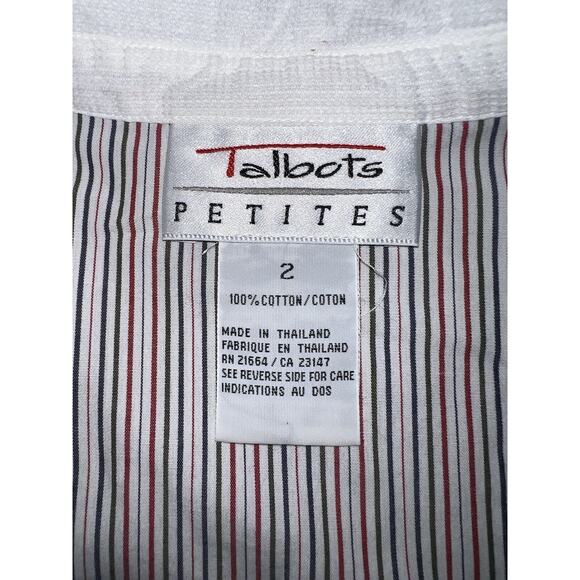 Talbots Petites Women’s Button Up Long Sleeve Size 2 White W/Multicolor Stripes - Picture 5 of 6